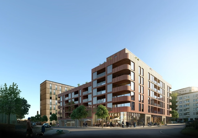 Riksbyggen and Sweco Architects Win Competition for Wooden Mixed-Use Development in Gothenburg  - Featured Image
