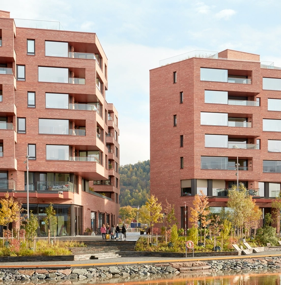 Munch Brygge 红砖住宅综合体 / Lund+Slaatto Architects - 建筑图, 公寓, 表皮