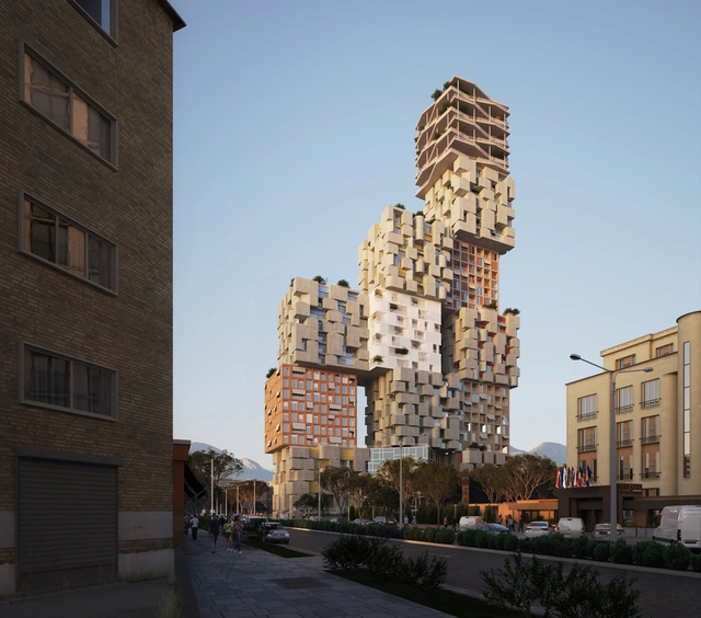 OODA diseña un proyecto vertical de usos mixtos en Tirana, Albania - Imagen Principal